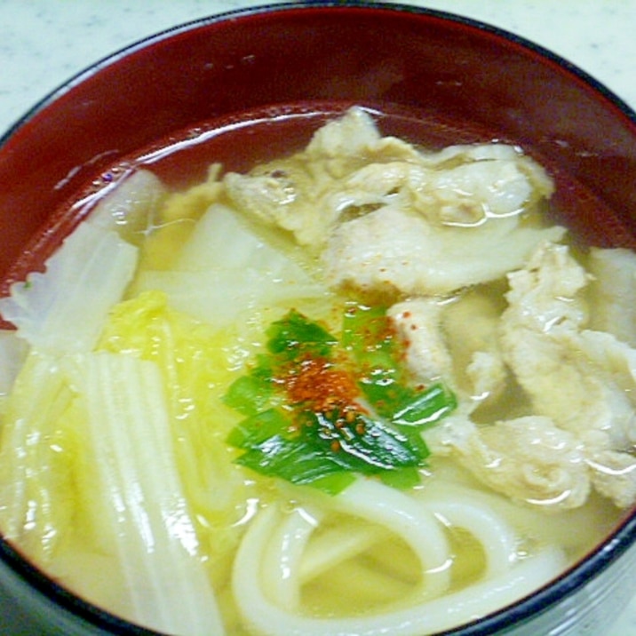 冷凍うどんで簡単♪白菜と豚肉のあったかうどん